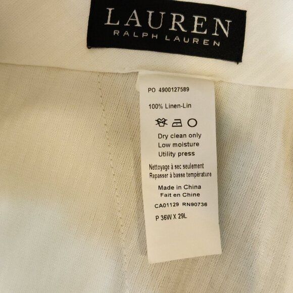 Lauren Ralph Lauren Black Label Linen Pant Women 36Wx29L Classic Tropical - Picture 2 of 12